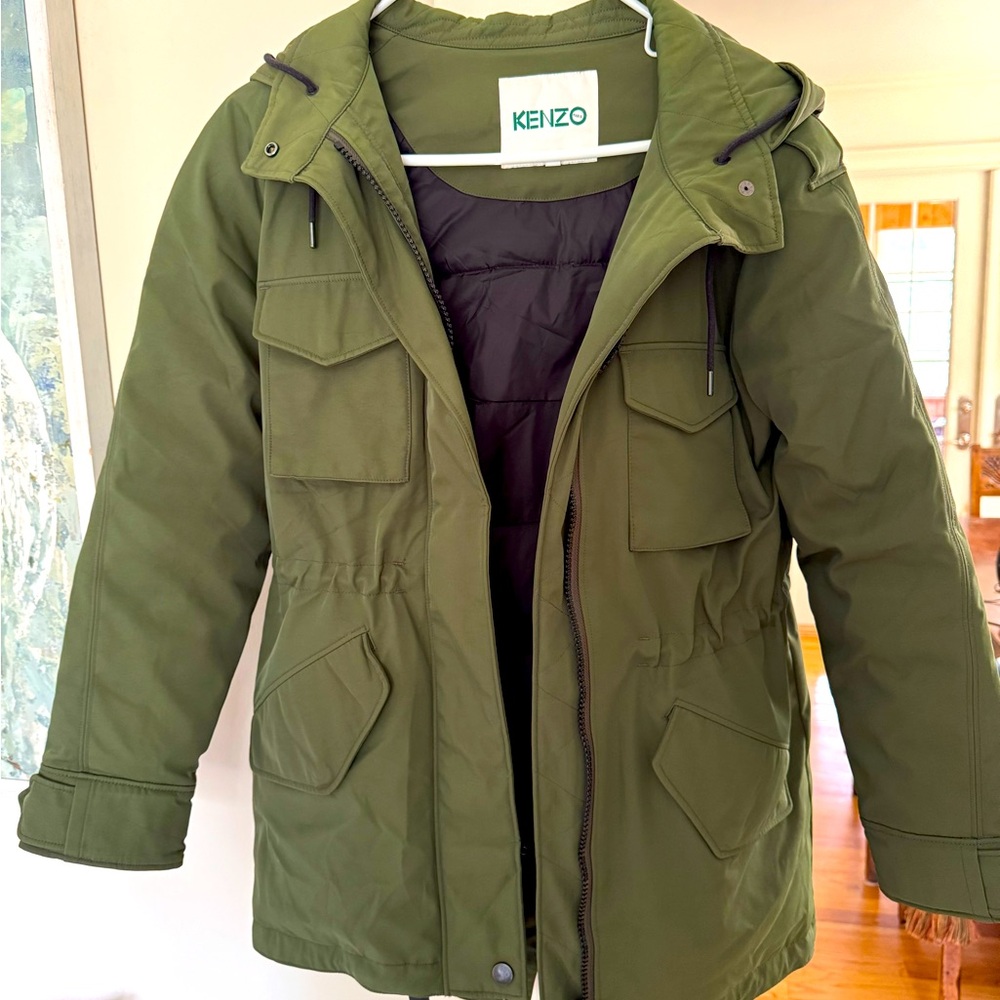 Kenzo Paris Parka Olive Green Hooded Jacket